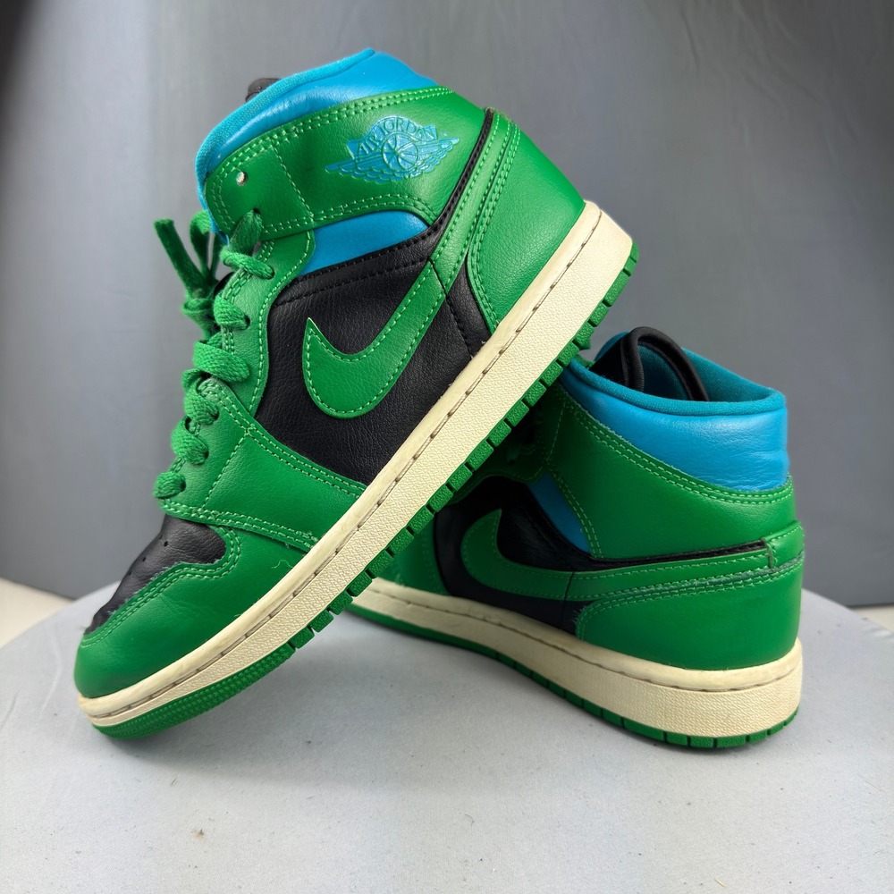 Nike Air Jordan 1 Mid Lucky Green Aquatone Women's Size 6.5 Sneakers BQ6472-033